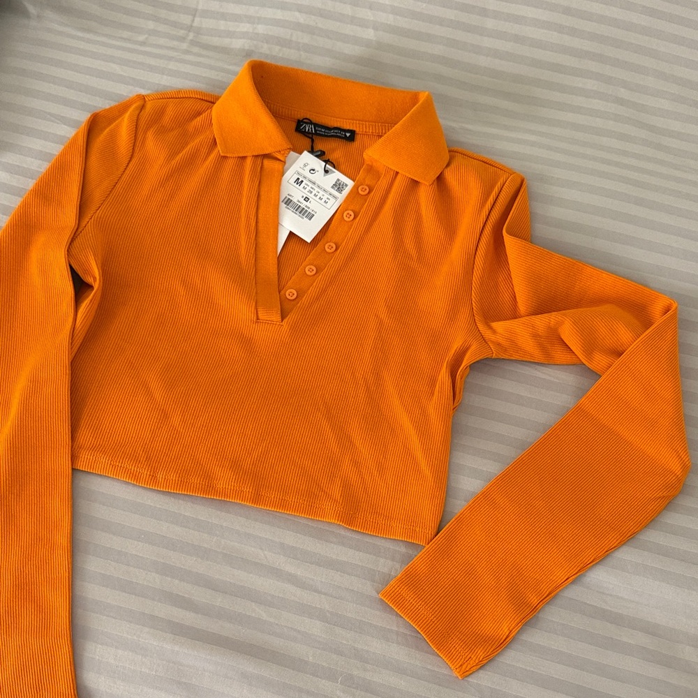 Zara Bright Orange Cropped Top